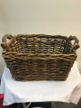 Dark rectangular wicker basket