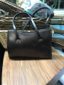 Black leather handbag