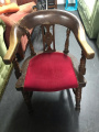 Red velvet wooden chair - DAMAGED - Broken wood on back of chair