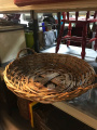 Circular wicker basket