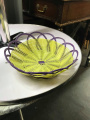 Yellow and purple wicker basket