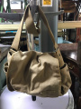 Beige canvas shoulder bag