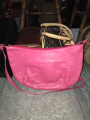 Pink leather handbag